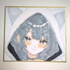 猫耳フードの女の子 手描きイラスト オリジナル No.83 - メルカリ