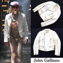 ジョンガリアーノJOHN GALLIANO ホワイトレザー ライダースジャケット