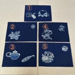 笹倉玄照堂　藍染め　 ランチョンマット 5枚セット　未使用品のサムネイル