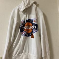 リーボック　Reebok パーカー　古着パーカー　白　メンズM スウェット