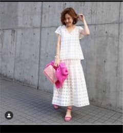 オブリobli 19ss ホワイトチェックスカートのサムネイル