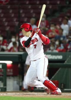 【休日セール】広島カープ　堂林翔太選手　ミズノ　硬式木製バット　実使用のサムネイル