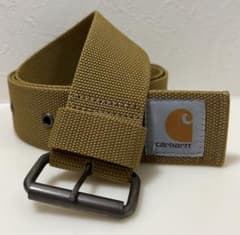 carhartt カーハート　メンズ　ベルト　ブラウンロゴ入り　太め