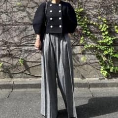 cygne シーニュ レザーボタンツイードジャケット Lydie+ ブラック