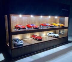 1/64展示16台可・W300ウォールナット・ディスプレーBOX /ネオジオラマ