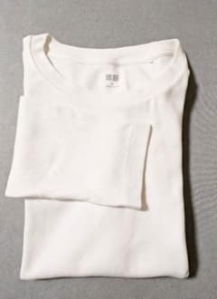 UNIQLO リブクルーネック長袖カットソーTシャツ S ホワイトのサムネイル