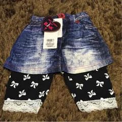 新品タグ付き！デニム風プリントスカッツ❤️95cmのサムネイル