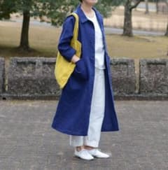美品 フォグリネンワーク あっこたん別注 そよ風リネンコート 紺 美品 フォグリネンワーク あっこたん別注 そよ風リネンコート 紺
