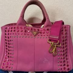 PRADA カナパ ビジュー ピンク 2wayバッグのサムネイル