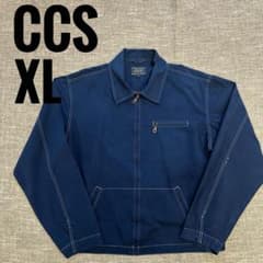 【最終価格】配色ステッチ ワークジャケット 紺 XL スウィングトップ 短丈