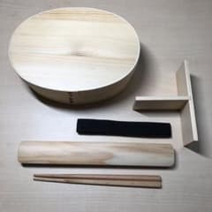 日本加工品 曲げわっぱ 弁当箱 まげわっぱ 白木 と 箸と箸箱セットのサムネイル