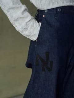 NICENESS TAYLOR NNレザーパッチワークデニムトラウザー NICENESS TAYLOR NNレザーパッチワークトラウザー