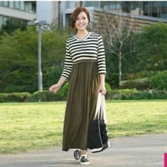 ゆう様専用⭐授乳口付きボーダーショートカーデ重ね着風ワンピ⭐のサムネイル