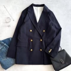 美品 ◇ Mila Owen 金釦ダブルブレザーオーバージャケット ネイビー