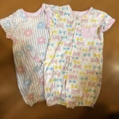 新生児ベビー ロンパース 2枚セット 花柄 リボン柄のサムネイル