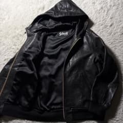 極美品■Schott ラムレザー ジャケット パーカー 羊革　ラムレザー 38 極美品□Schott ラムレザー ジャケット パーカー 羊革 ラムレザー 38