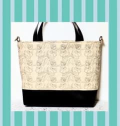 ぴょんブロイダリー】 ✿ジョリーフルール✿ ♡合皮の横長トートバッグ