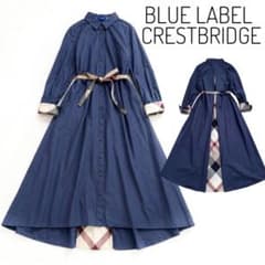美品 ブルーレーベルクレストブリッジ シャツワンピース チェック
