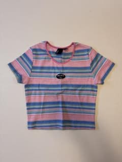 ROXY マルチカラー ボーダー クロップドTシャツのサムネイル
