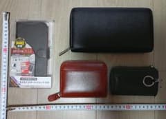 수첩형 스마트폰 케이스, 가죽장 지갑(흑), 가죽 미니 지갑(차), 케이케이스 4점 세트