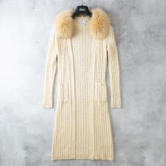 Rene ルネ カシミヤ フォックスファー ロング ケーブル カーディガン