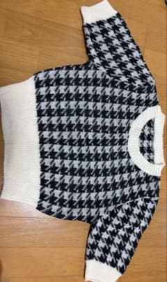 千鳥格子柄 ニット セーター 長袖のサムネイル
