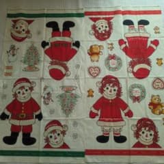 Raggedy Ann & Andy クリスマスキャラクター綿生地のサムネイル