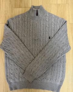 ポロラルフローレン ハーフジップ ケーブルネック グレー Lサイズ