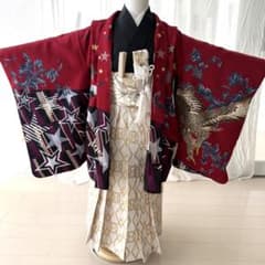 5歳　男児 七五三 紋付袴セット　羽織袴　着物 和装 赤地　コンドル 5歳 男児 七五三 紋付袴セット 羽織袴 着物 和装 赤地 コンドル - メルカリ