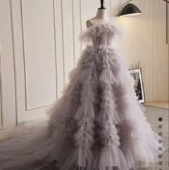 薄紫色オフショルダーチュールドレスのサムネイル