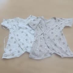 ベビー肌着 長肌着 2枚セット くま柄 50-60のサムネイル
