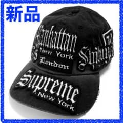 Supremeシュプリームシティパッチ6パネルキャップ ブラック se1495r