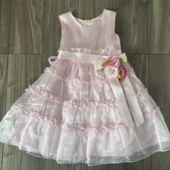 ピンク フリルドレス 花飾り付き 110のサムネイル