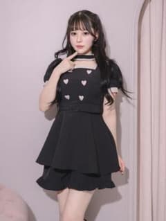 pium choker frill heart button set