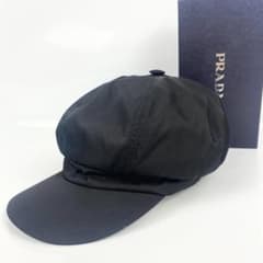 プラダ★ナイロンキャスケット (M) 希少【美品】PRADA プラダ ナイロン キャスケット 帽子 黒 三角ロゴ M