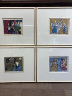 塚瀬剛 作 木版画 三社祭四部作 「さぎの舞」「たいこ」「ちょうちん」「みこし」 塚瀬剛 作 木版画 三社祭四部作 「さぎの舞」「たいこ」「ちょうちん
