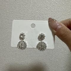 シルバー クリスタル ドロップイヤリングのサムネイル