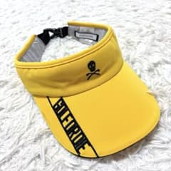 最新 マークアンドロナ ゴルフ サンバイザー イエロー スカル ロゴ