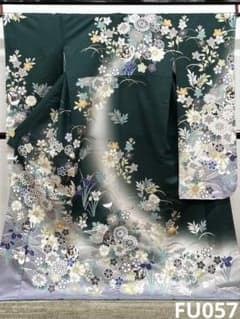 ポリエステル 振袖 菖蒲 鞠 紋意匠 ぼかし八掛 躾糸付き FU057 - メルカリ