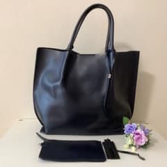 GIANNI CHIARINI レザートートバッグ ネイビー ポーチ付き - メルカリ