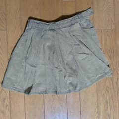 カーキ色 プリーツミニスカート キュロットのサムネイル