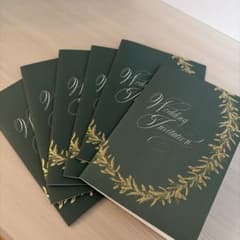 Wedding Invitation カード 深緑 金箔押し　6枚セットのサムネイル