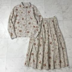 マドモアゼルノンノン パパス リネン 麻 スカート セットアップ 花柄 M