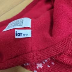 裕*様 ファミリア レッド ポンポン付き ベビー帽子 49-51cmのサムネイル