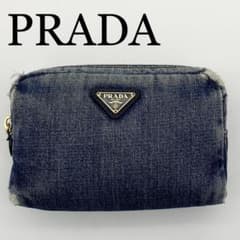 PRADA ポーチ　三角ロゴ　デニム　ダメージ加工　化粧ポーチ　白タグ PRADA ポーチ 三角ロゴ デニム ダメージ加工 化粧ポーチ 白タグ - メルカリ
