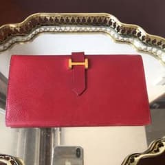 エルメス　べアン　長財布　レッド　金具　ゴールドのサムネイル