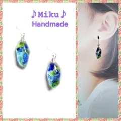 No.1509-E 琉球ガラス☆寒色系MIXカラー☆ピアス・イヤリング - メルカリ