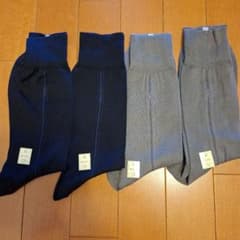綿100% ネイビー グレー ソックス 4足セットのサムネイル