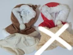 セリア　推し活　ぬい活　ぬい服　クリスマス　トナカイ　サンタ　10cm　くま帽子のサムネイル