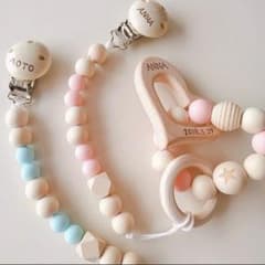 【BPAフリー◆シリコンビーズ＊天然木】トイホルダー　*876のサムネイル